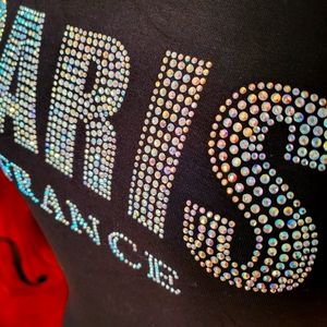 Paris Rhinestone stretchy black t-shirt